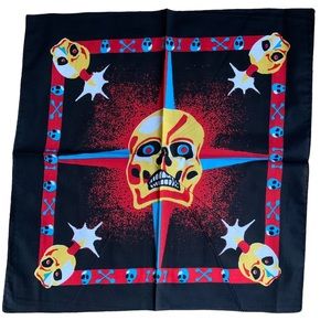 Vintage Skull and Crossbones Colourful Bandana Goth Punk Grunge Festival Y2K